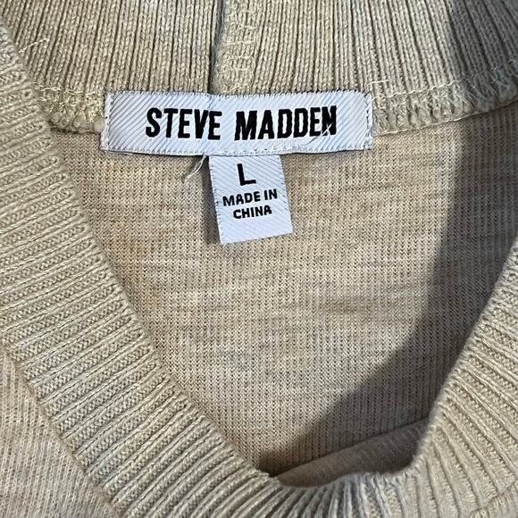 Steve Madden Oatmeal Short Sleeve Above the Knee Seamed Sweater Dress Size Large - Picture 3 of 5